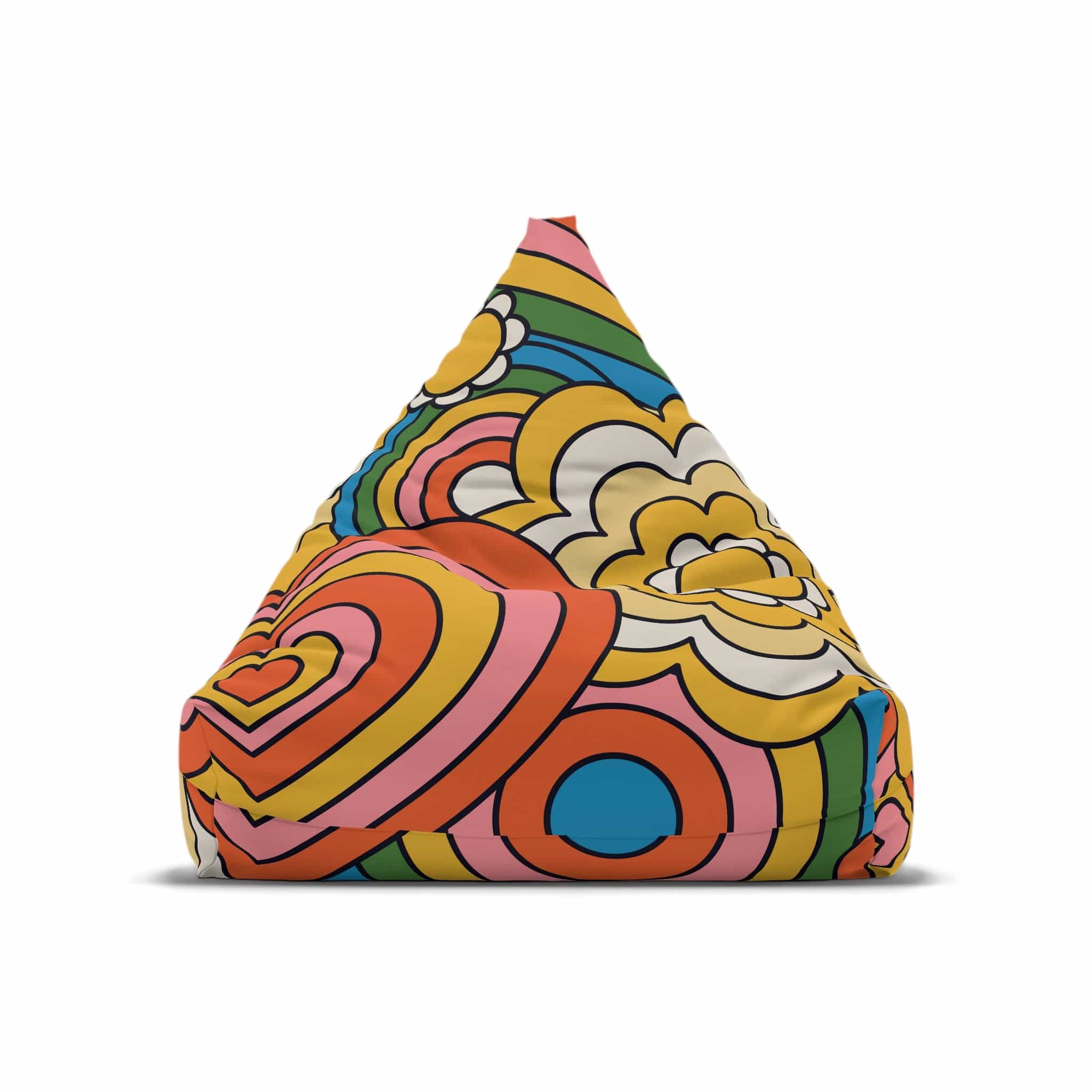 Kate McEnroe New York Retro 70s Psychedelic Hearts and Daisy Flowers Bean Bag Chair CoverBean Bag Chair Covers13616140300572016510
