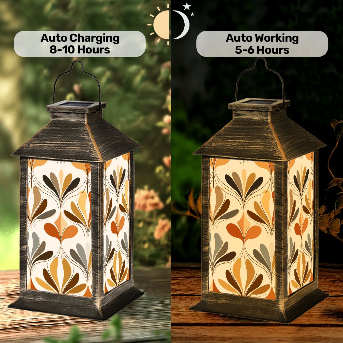 Kate McEnroe New York Retro 70s Solar Lantern, Mid Century Modern Outdoor LED Light, Groovy Fall Garden DecorSolar LanternssflYXGdZvn