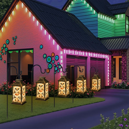 Kate McEnroe New York Retro 70s Solar Lantern, Mid Century Modern Outdoor LED Light, Groovy Fall Garden DecorSolar LanternssflYXGdZvn