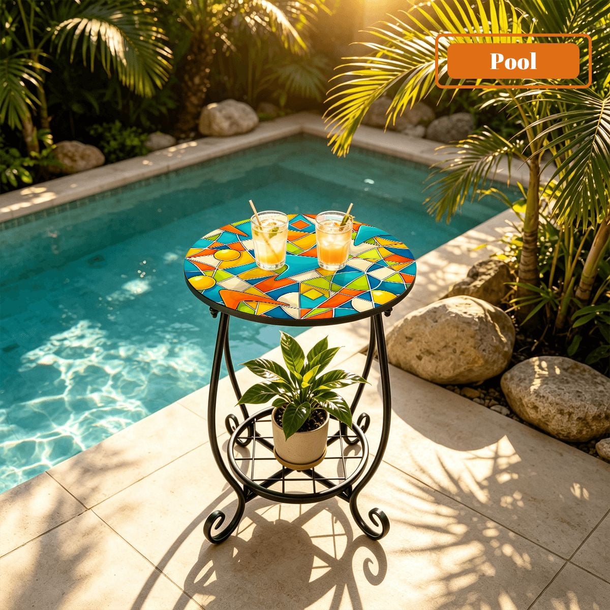 Kate McEnroe New York Retro Abstract Geometric Mid Century Modern Patio Side Tableoutdoor side table3kd2tH8ka9