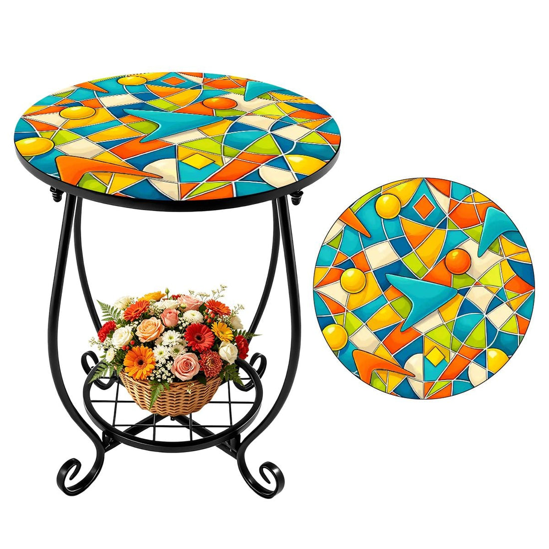 Kate McEnroe New York Retro Abstract Geometric Mid Century Modern Patio Side Tableoutdoor side table3kd2tH8ka9