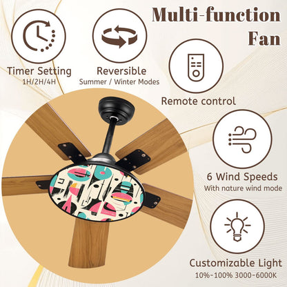 Kate McEnroe New York Retro Abstract Mid Century Modern Geometric Ceiling Fan with LightCeiling FanspaOLIPLAfR