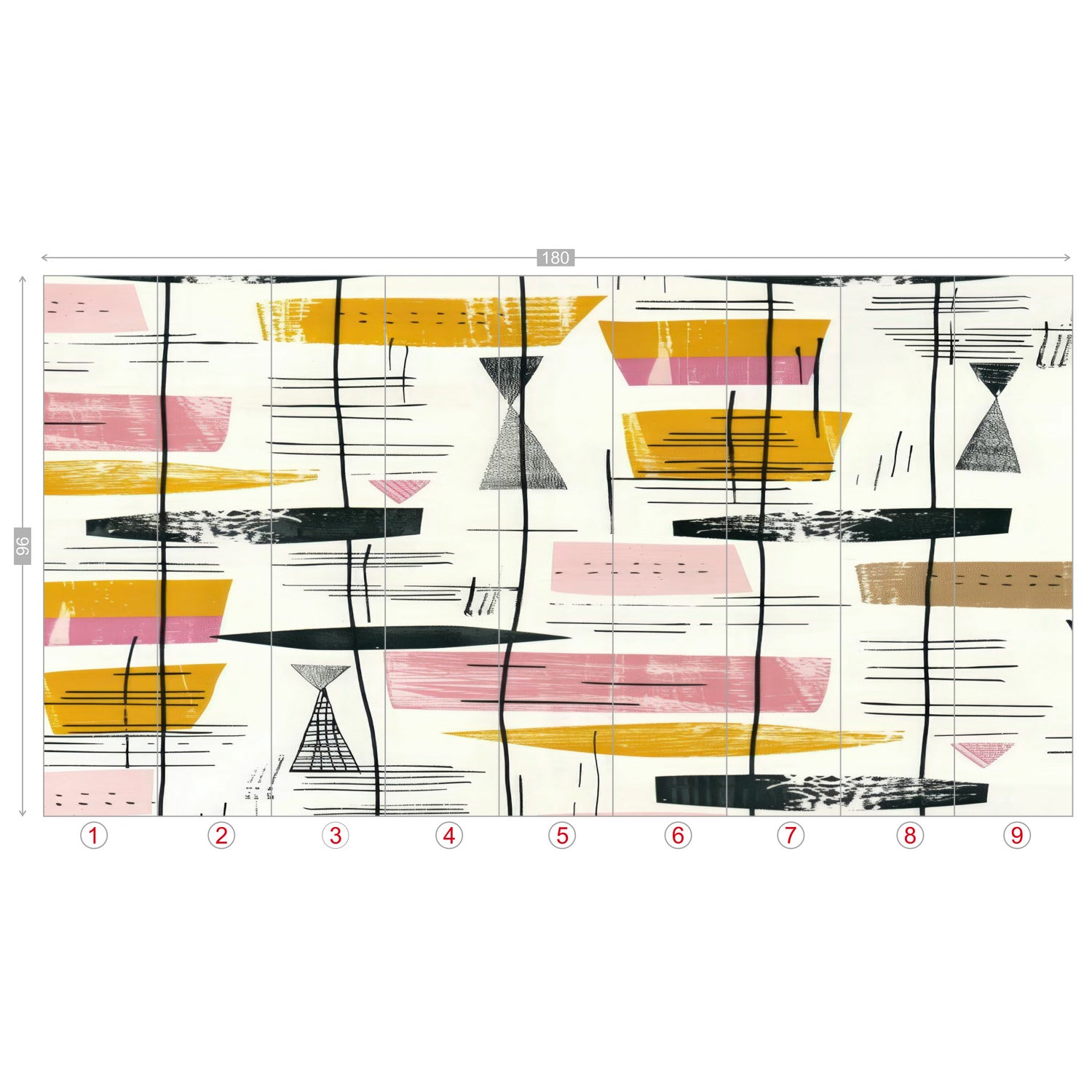 Kate McEnroe New York Retro Abstract Wall Mural, Mid Century Modern Peel And Stick Design, 1950s Style Home Decor, Geometric Mural Panels, Vintage Accent Wall ArtWall Mural118582
