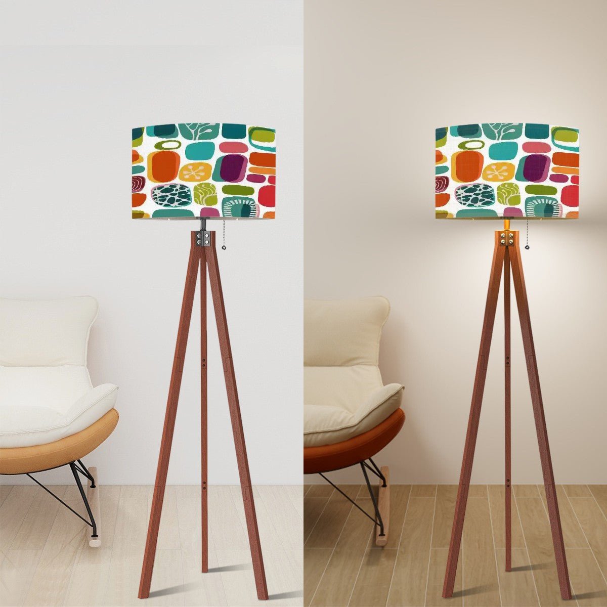 Kate McEnroe New York Retro Amoeba MCM Tripod Floor Lamp, Mid Century Modern Abstract Wooden Standing LightFloor LampskmfkjE15Pm