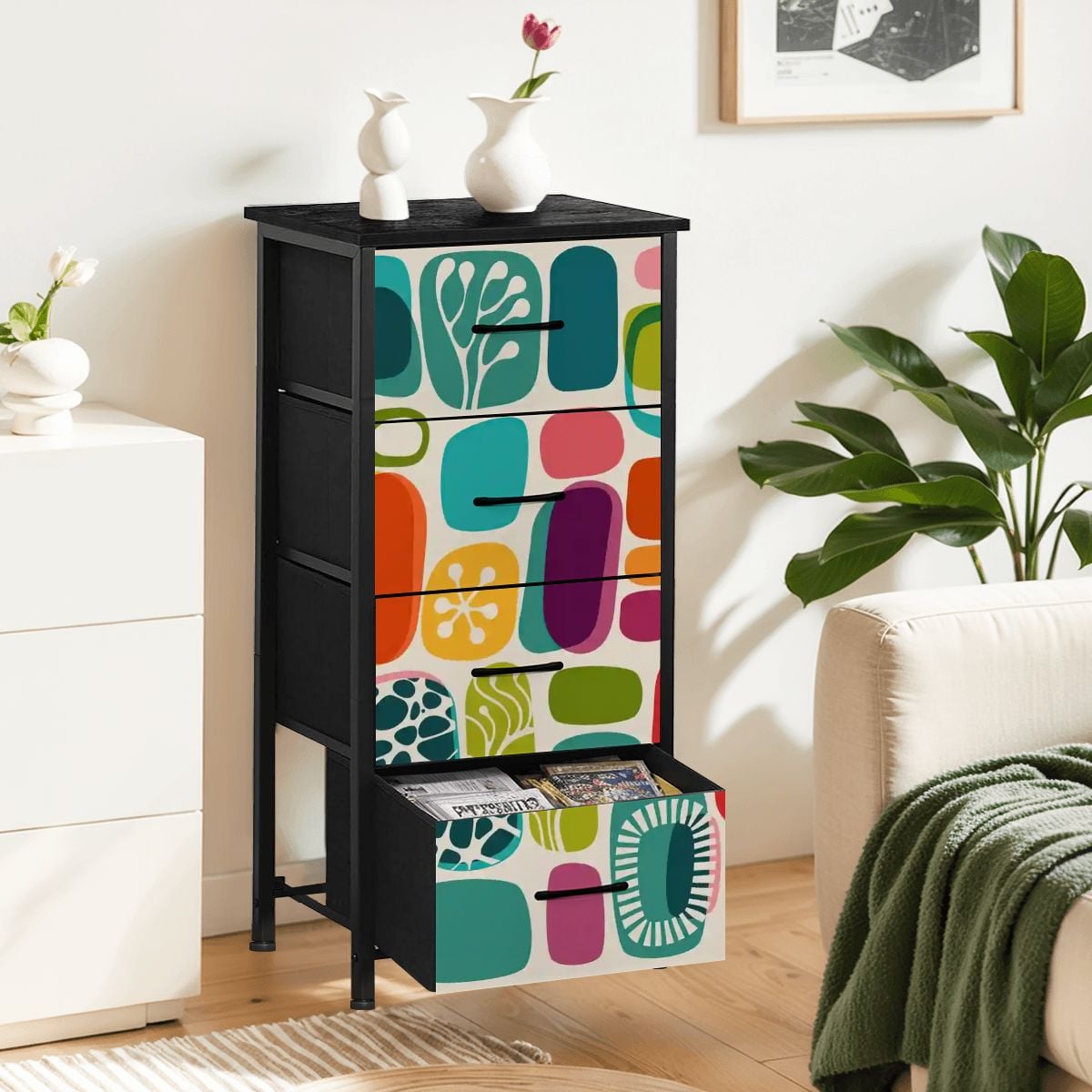 Kate McEnroe New York Retro Amoeba Mid Century Modern Abstract 4 Drawer DresserDressersj01EUvNgnh