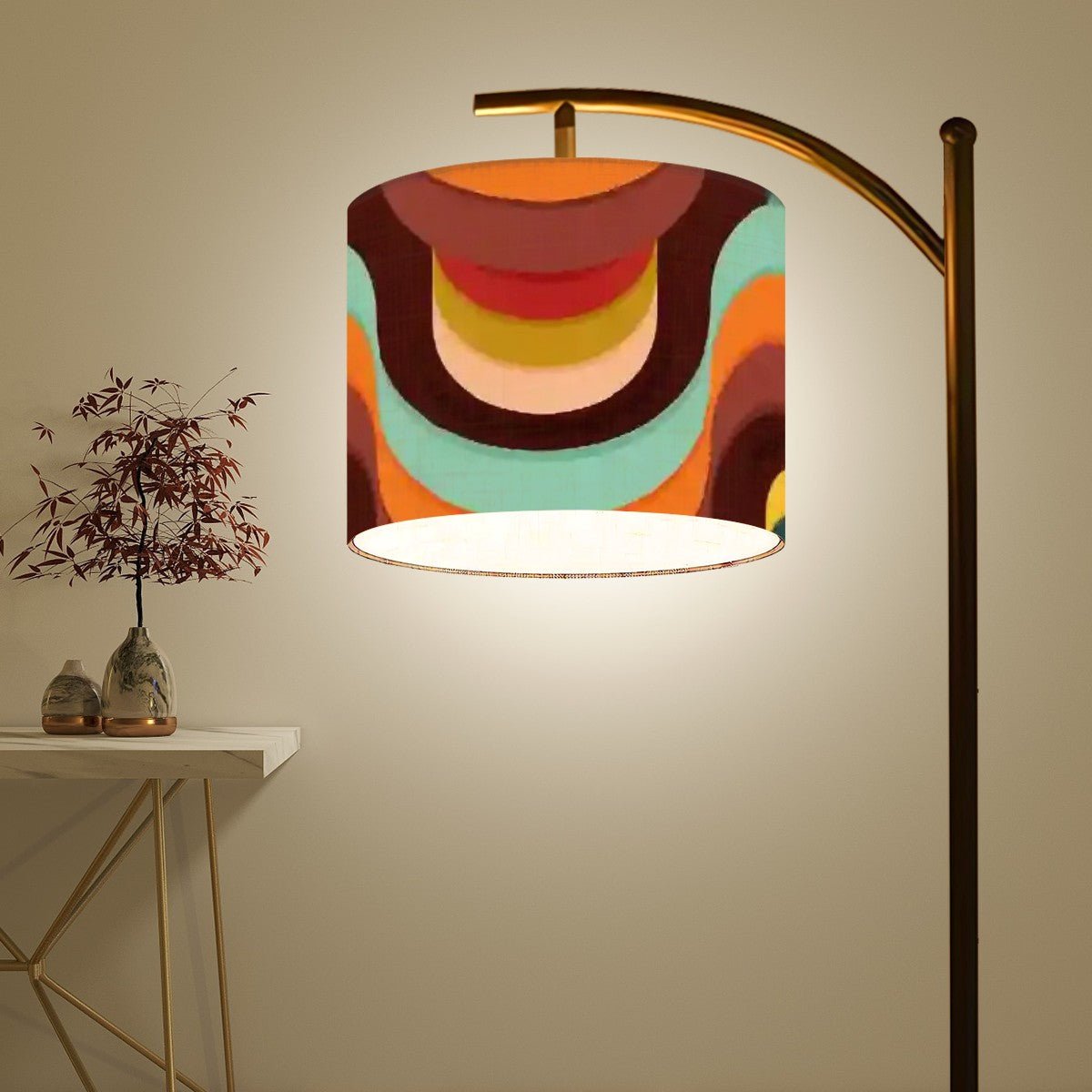 Kate McEnroe New York Retro Arc Floor Lamp, 70s Groovy Drum Shade Mid Century Modern LightingFloor LampszjT12103Q7