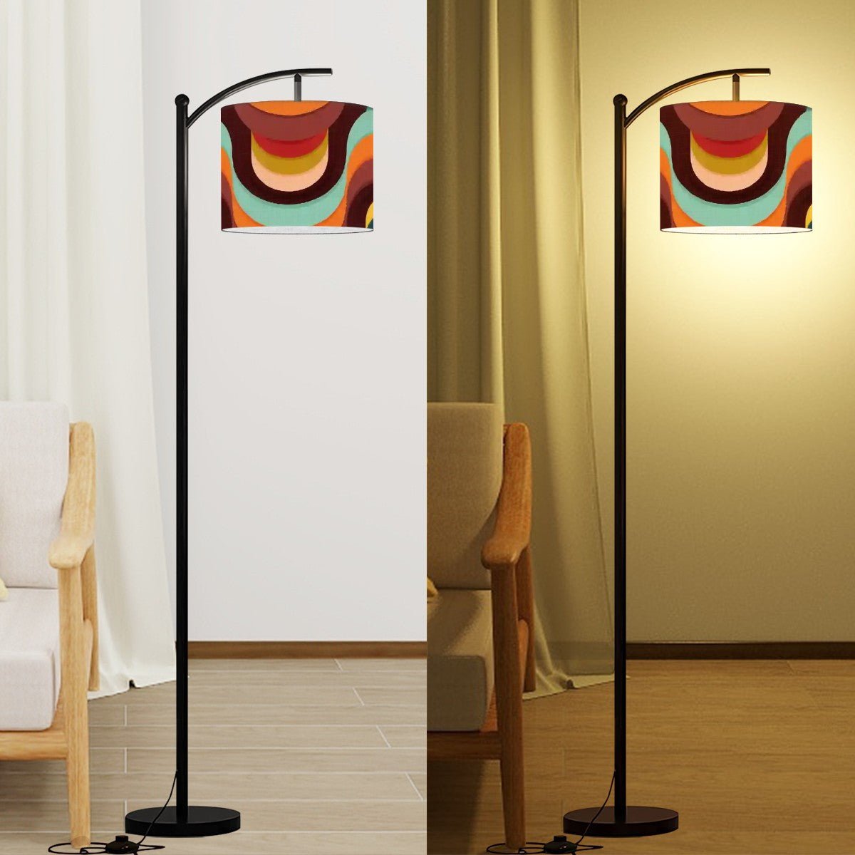 Kate McEnroe New York Retro Arc Floor Lamp, 70s Groovy Drum Shade Mid Century Modern LightingFloor LampszjT12103Q7