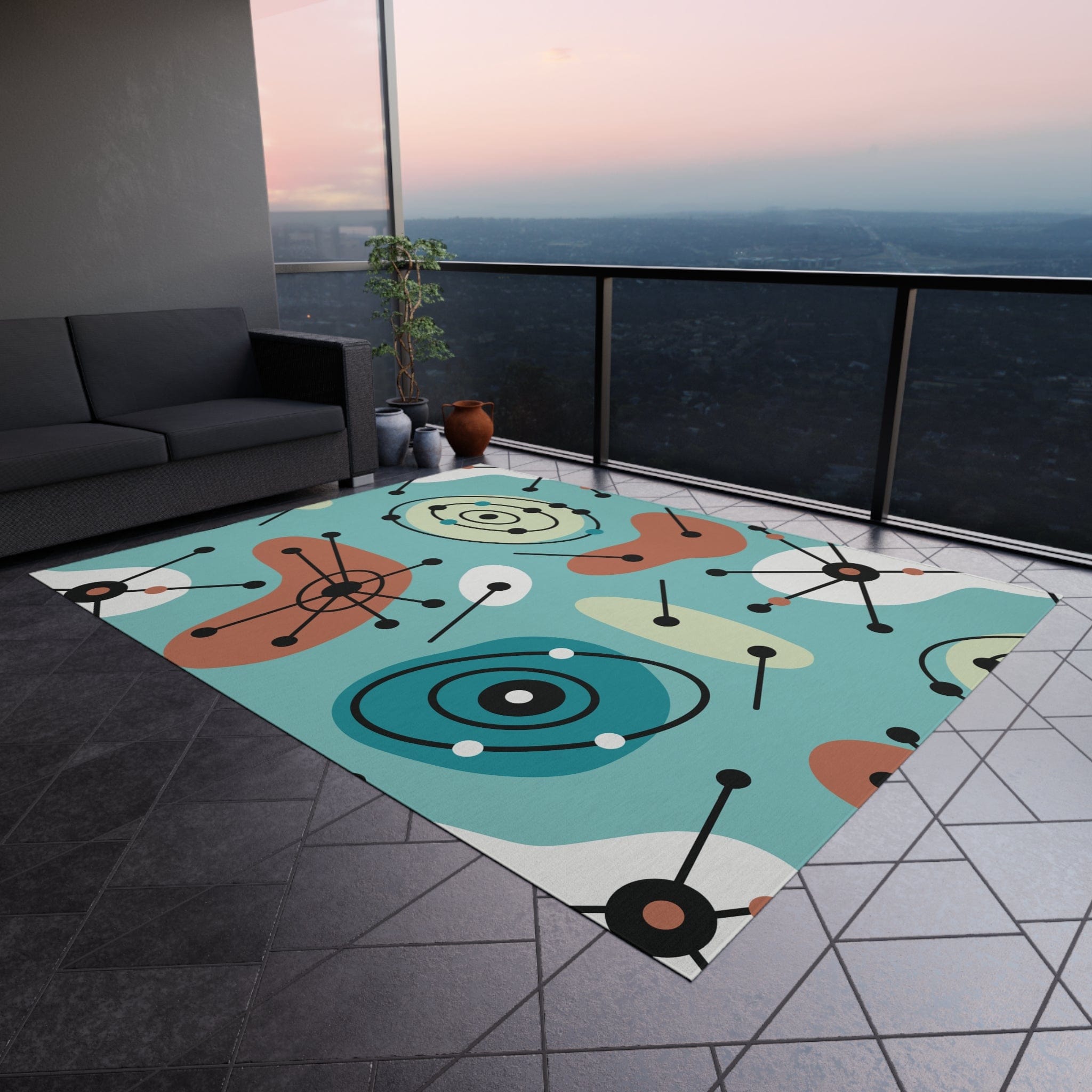 Kate McEnroe New York Retro Atomic 50s Indoor - Outdoor Rug, Mid Century Modern Patio Carpet, MCM Area RugRugs16611019154685136216