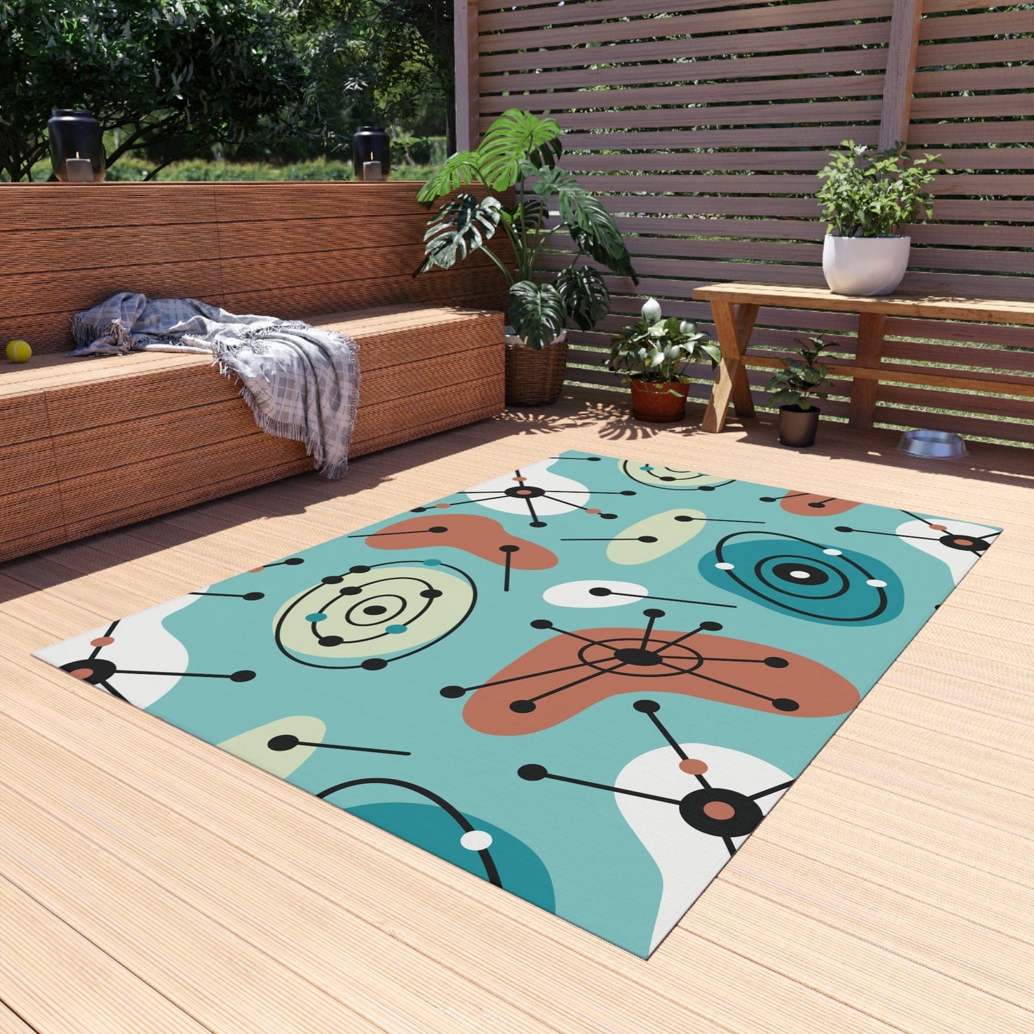 Kate McEnroe New York Retro Atomic 50s Indoor - Outdoor Rug, Mid Century Modern Patio Carpet, MCM Area RugRugs16611019154685136216