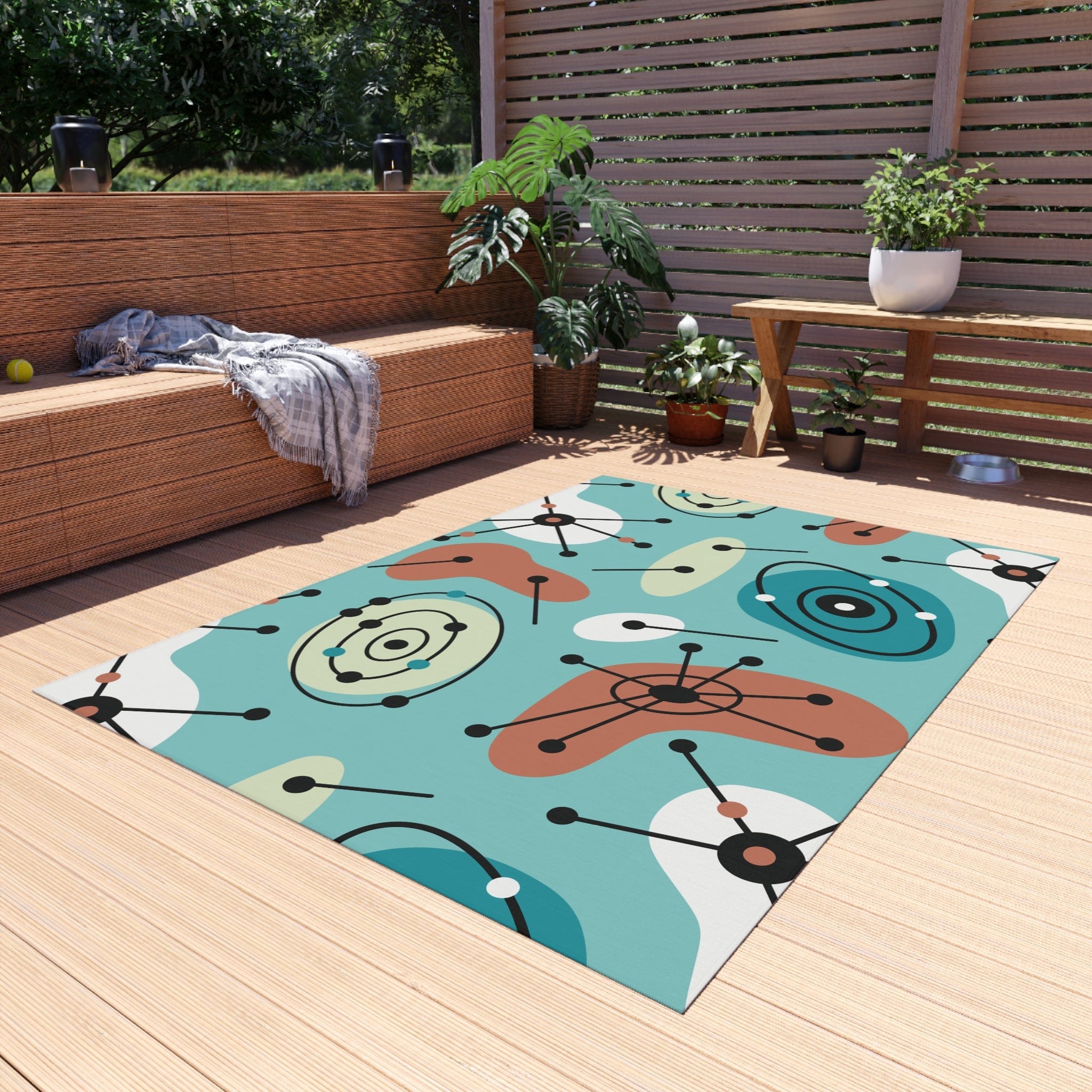 Kate McEnroe New York Retro Atomic 50s Indoor - Outdoor Rug, Mid Century Modern Patio Carpet, MCM Area RugRugs16611019154685136216