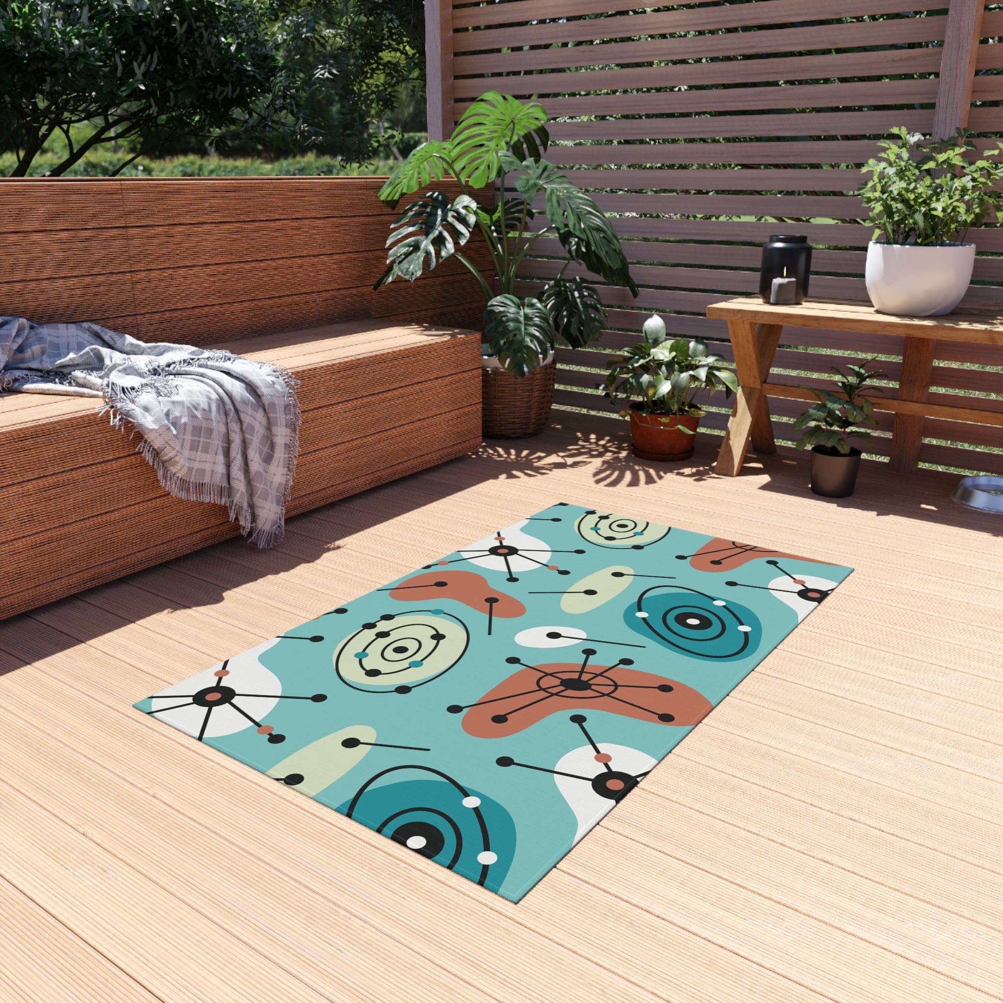 Kate McEnroe New York Retro Atomic 50s Indoor - Outdoor Rug, Mid Century Modern Patio Carpet, MCM Area RugRugs22252323569287309259