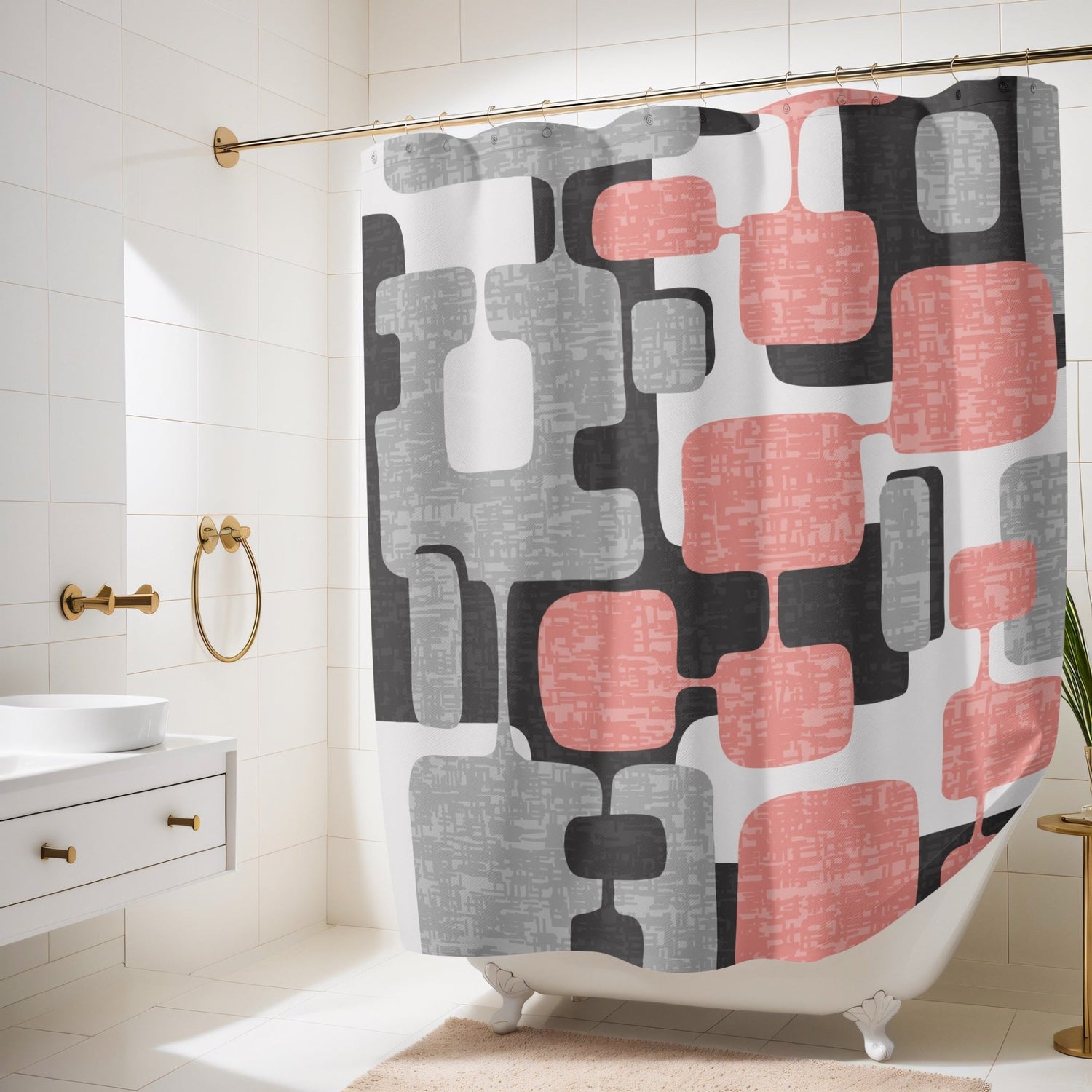 Kate McEnroe New York Retro Atomic Age Abstract Geometric Mid Century Modern Shower CurtainShower Curtains33251837169102608347