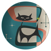 Kate McEnroe New York Retro Atomic Black Cat Dinner PlatePlatesP20 - BLU - CAT - 55B2