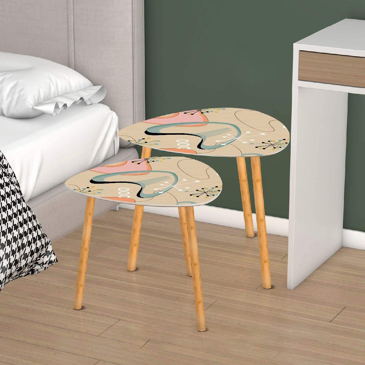 Kate McEnroe New York Retro Atomic Boomerang Nesting Tables, Mid Century Modern Sputnik Starburst Accent Set, 50s MCM Side TablesNesting TablesK3S2fCa2dP