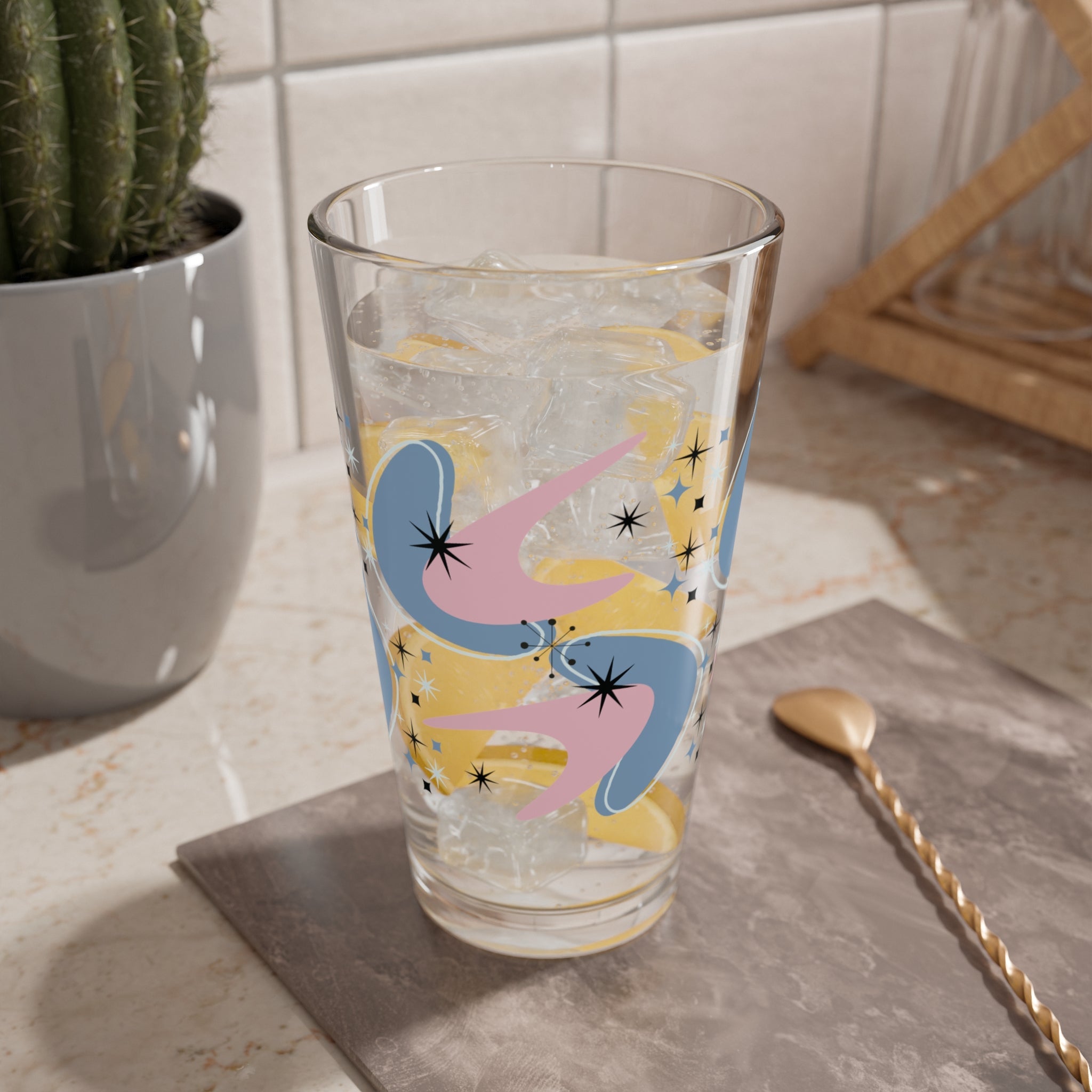 Kate McEnroe New York Retro Atomic Boomerang Starburst Pint Glass Mid Century Modern Beer Glass DrinkwarePint Glasses81795938123990797511