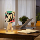 Kate McEnroe New York Retro Atomic Cat Abstract Tripod Table Lamp, Mid Century Modern Desk Light, MCM Artist&