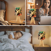 Kate McEnroe New York Retro Atomic Cat Abstract Tripod Table Lamp, Mid Century Modern Desk Light, MCM Artist&