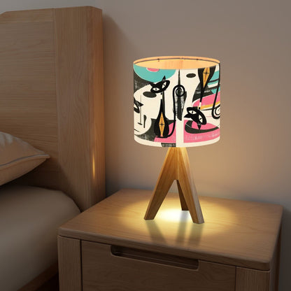 Kate McEnroe New York Retro Atomic Cat Abstract Tripod Table Lamp, Mid Century Modern Desk Light, MCM Artist&