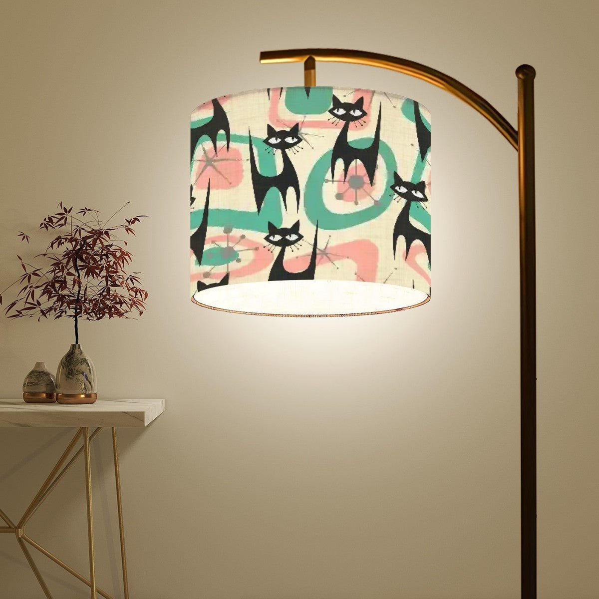 Kate McEnroe New York Retro Atomic Cat Arc Floor Lamp, Mid Century Modern, Geometric Starburst Light, Funky MCM Living Room AccentFloor Lamps5fSVVxtprK