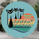 Kate McEnroe New York Retro Atomic Cat Beach House Welcome Door Sign, Mid Century Modern Wood Entry Decor 12" (Round)Door HangersPMH58 - 12.2460790