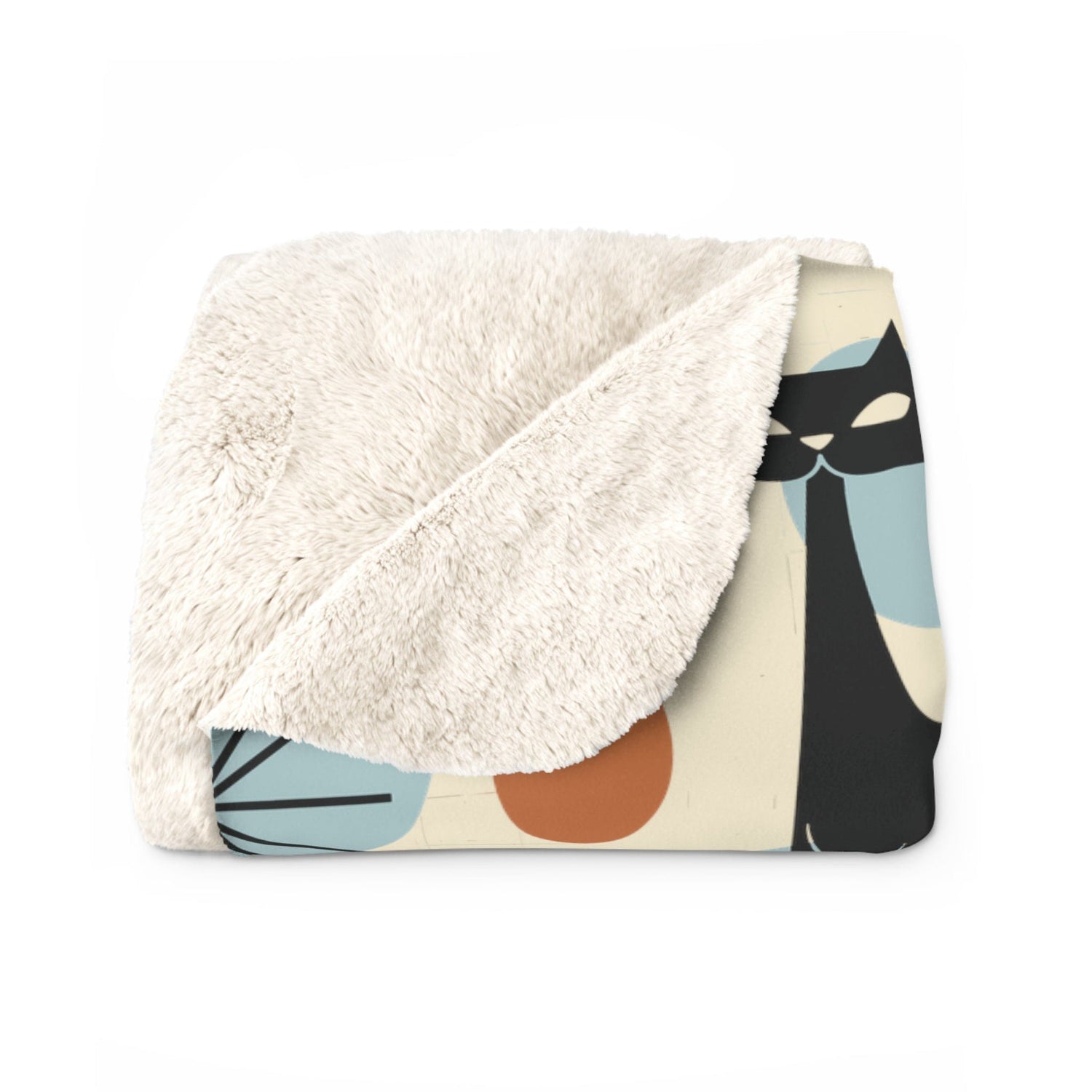 Kate McEnroe New York Retro Atomic Cat Blanket, Mid Century Modern Sherpa Fleece Throw, MCM Starburst Cozy Home DecorBlankets21405820482776553000