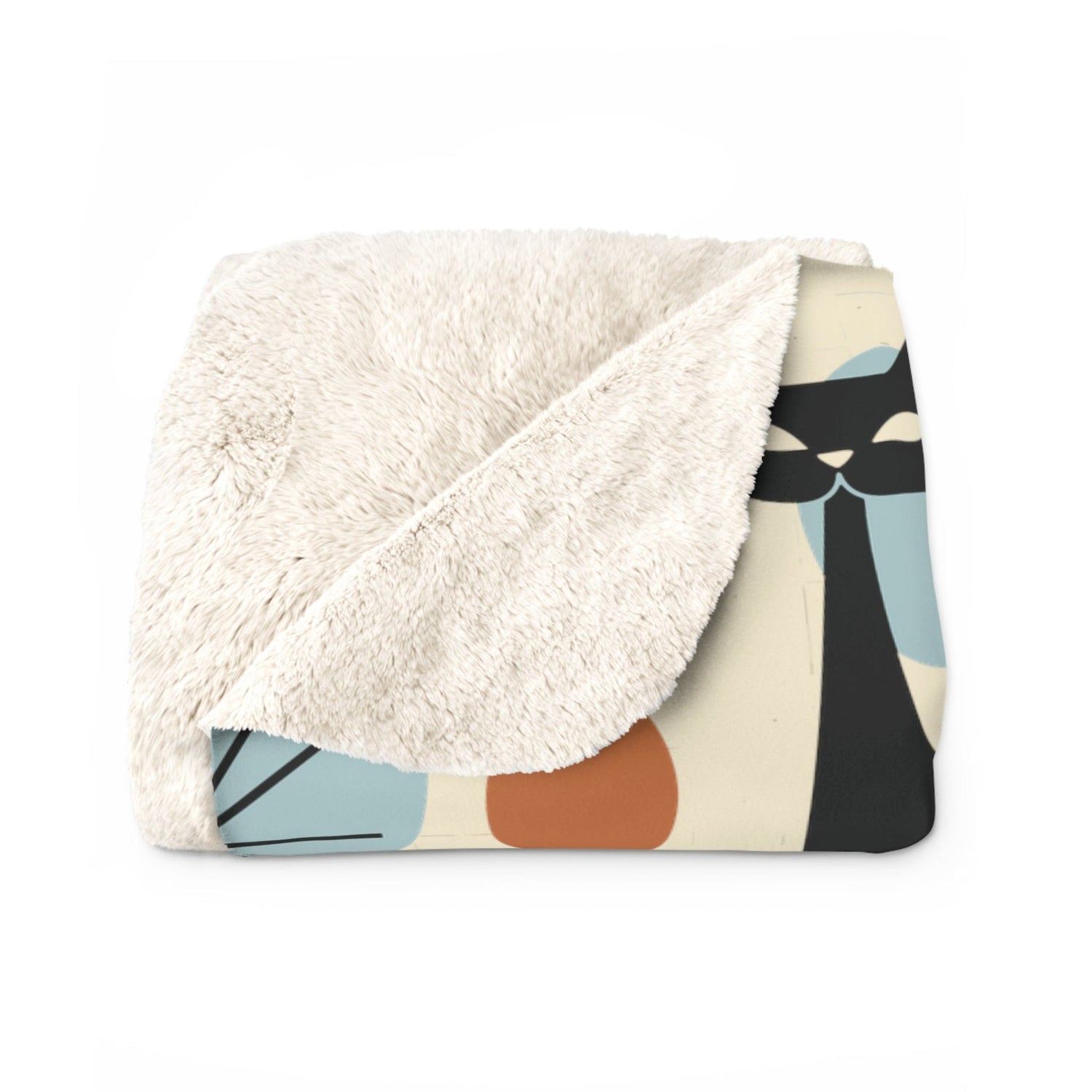 Kate McEnroe New York Retro Atomic Cat Blanket, Mid Century Modern Sherpa Fleece Throw, MCM Starburst Cozy Home DecorBlankets21405820482776553000