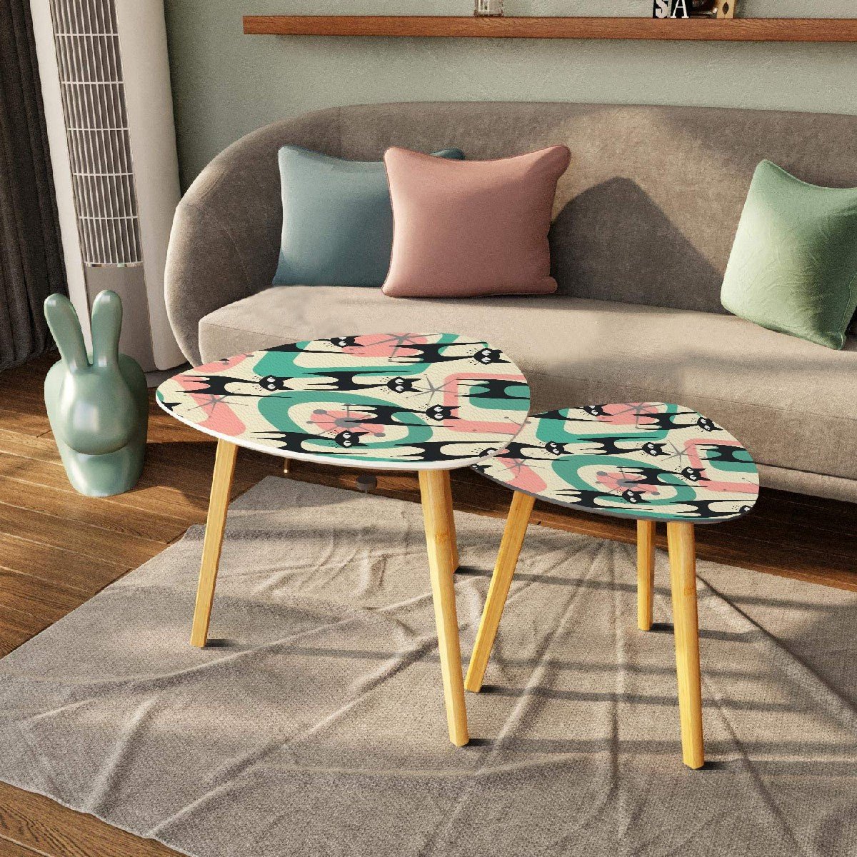 Kate McEnroe New York Retro Atomic Cat Boomerang Tables, Mid Century Modern Starburst Accent Furniture, Vintage 50s Space Age Nesting SetHome AccessoriesWTRoCo6ndq
