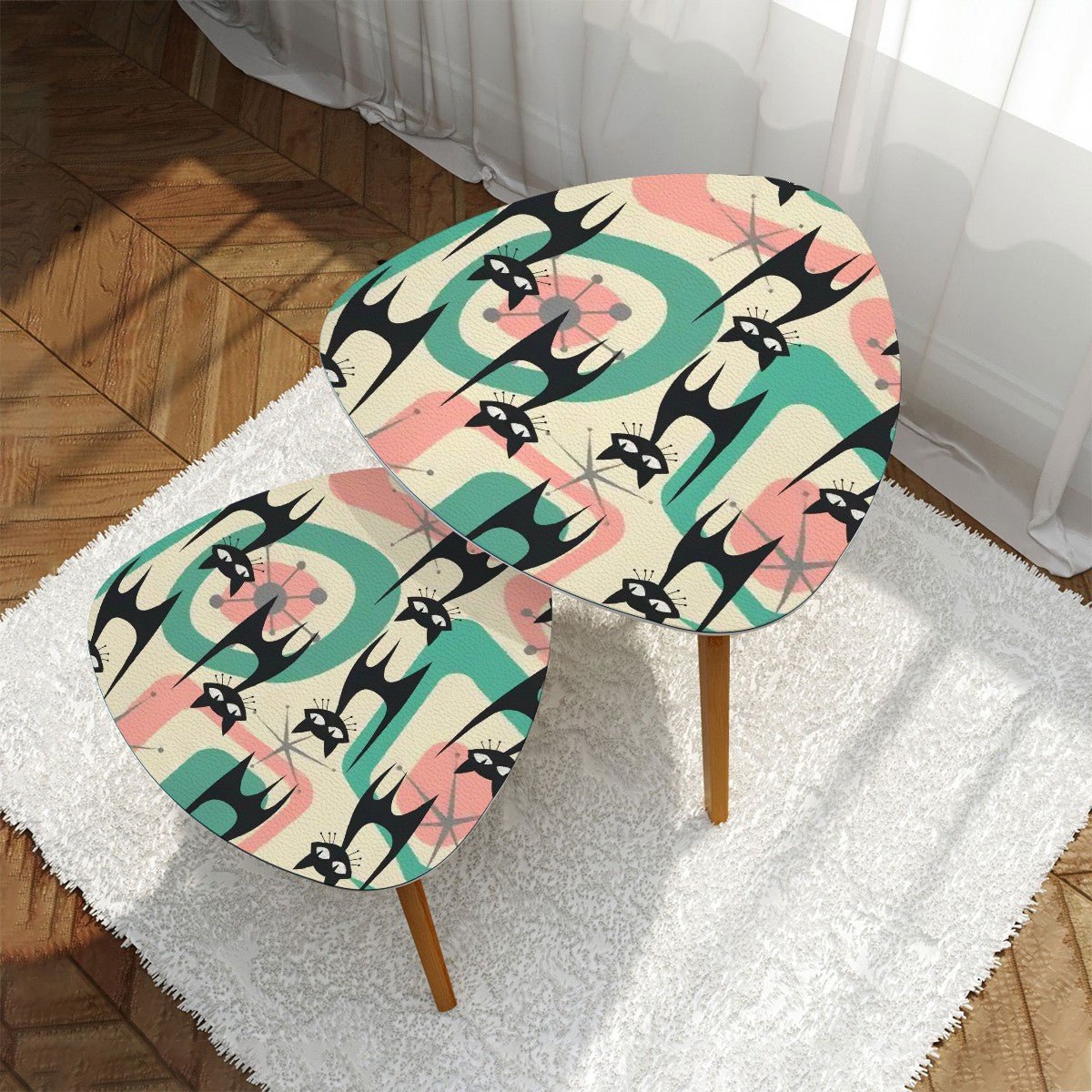 Kate McEnroe New York Retro Atomic Cat Boomerang Tables, Mid Century Modern Starburst Accent Furniture, Vintage 50s Space Age Nesting SetHome AccessoriesWTRoCo6ndq