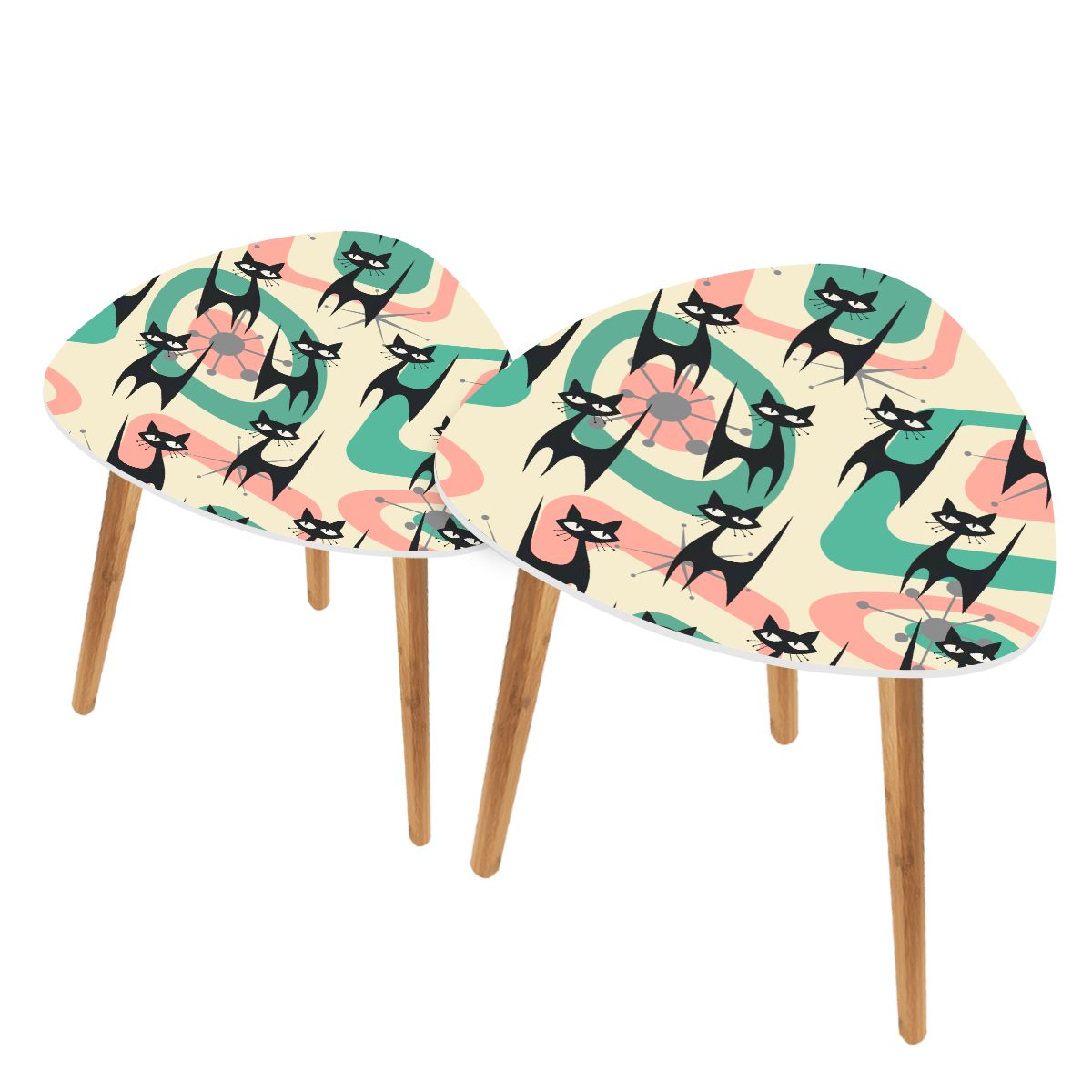 Kate McEnroe New York Retro Atomic Cat Boomerang Tables, Mid Century Modern Starburst Accent Furniture, Vintage 50s Space Age Nesting SetNesting TablesWTRoCo6ndq