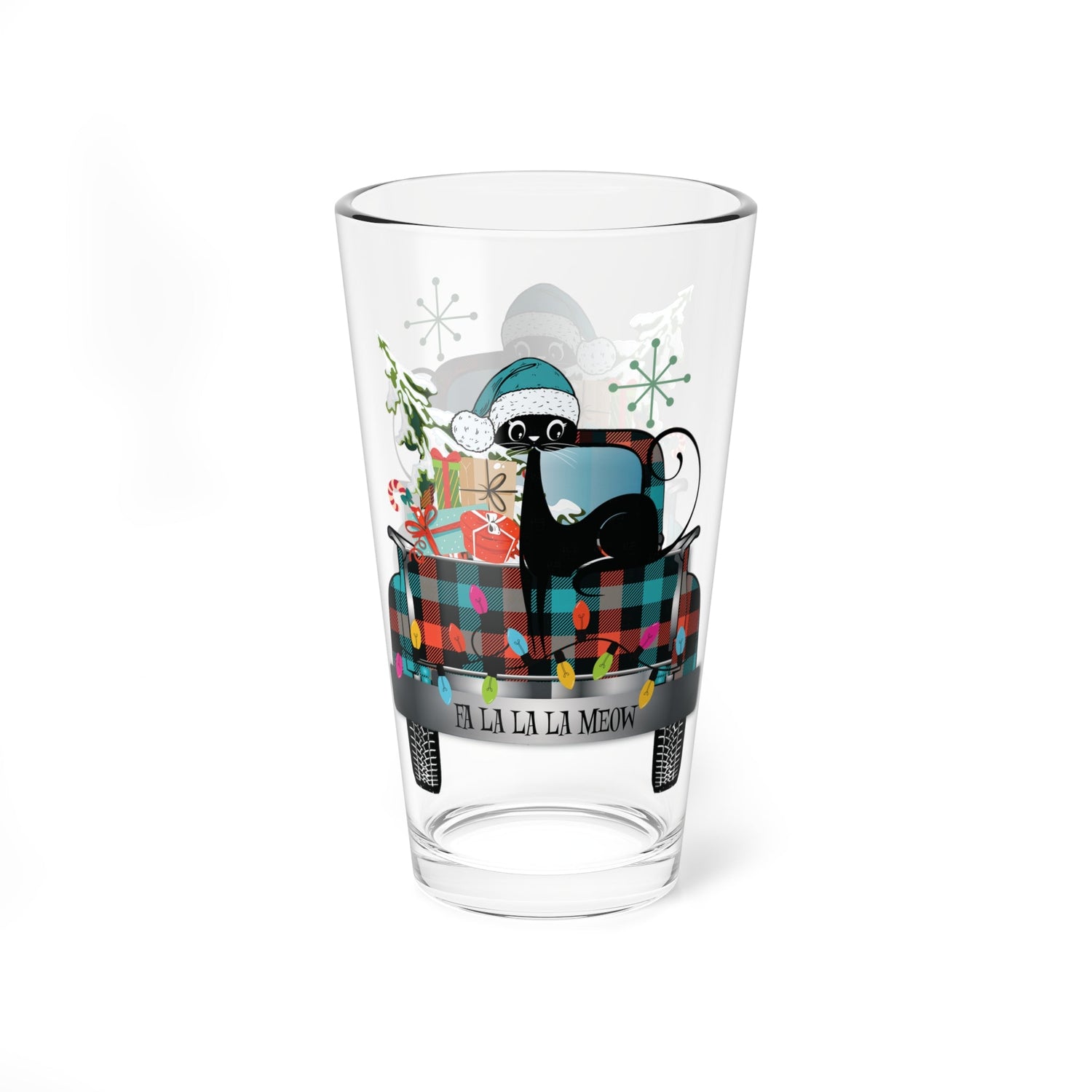 Kate McEnroe New York Retro Atomic Cat Christmas Truck Pint GlassPint Glasses13271339297182182344