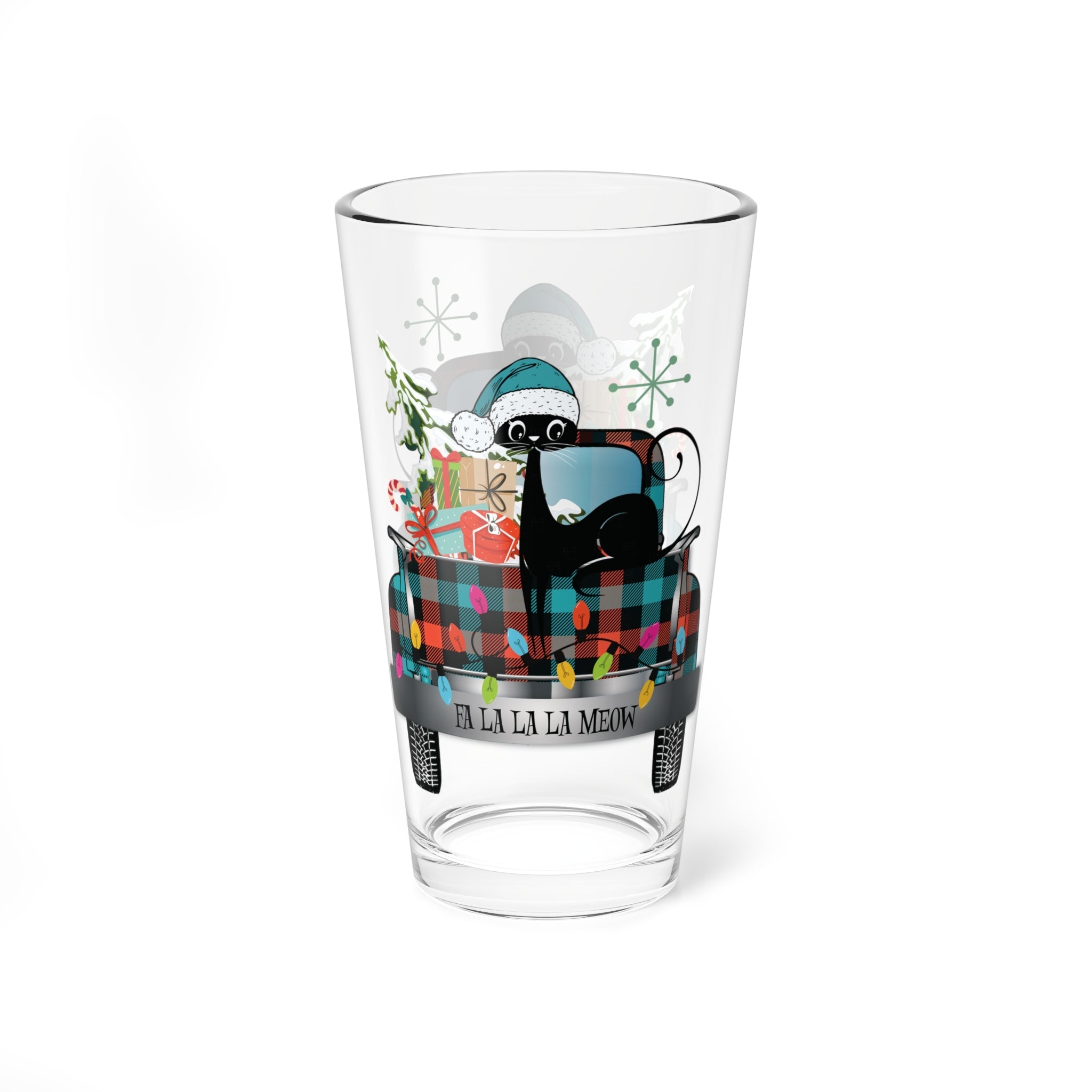 Kate McEnroe New York Retro Atomic Cat Christmas Truck Pint GlassPint Glasses13271339297182182344