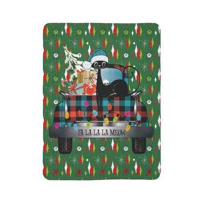 Kate McEnroe New York Retro Atomic Cat Christmas Truck Sherpa Fleece BlanketBlankets18847182493211667111