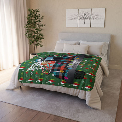 Kate McEnroe New York Retro Atomic Cat Christmas Truck Sherpa Fleece BlanketBlankets18847182493211667111