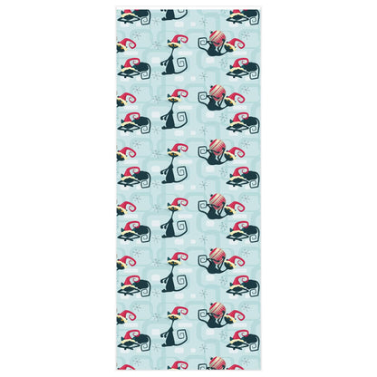 Kate McEnroe New York Retro Atomic Cat Christmas Wrapping Paper, Mid Century Modern Blue Holiday Gift WrapWrapping Paper12856225413940048666