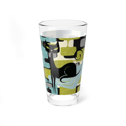 Kate McEnroe New York Retro Atomic Cat Cocktail Glass, Mid Century Modern Pint, Whimsical Drinking Glass Mixing Glasses 16oz 74729620422546502929
