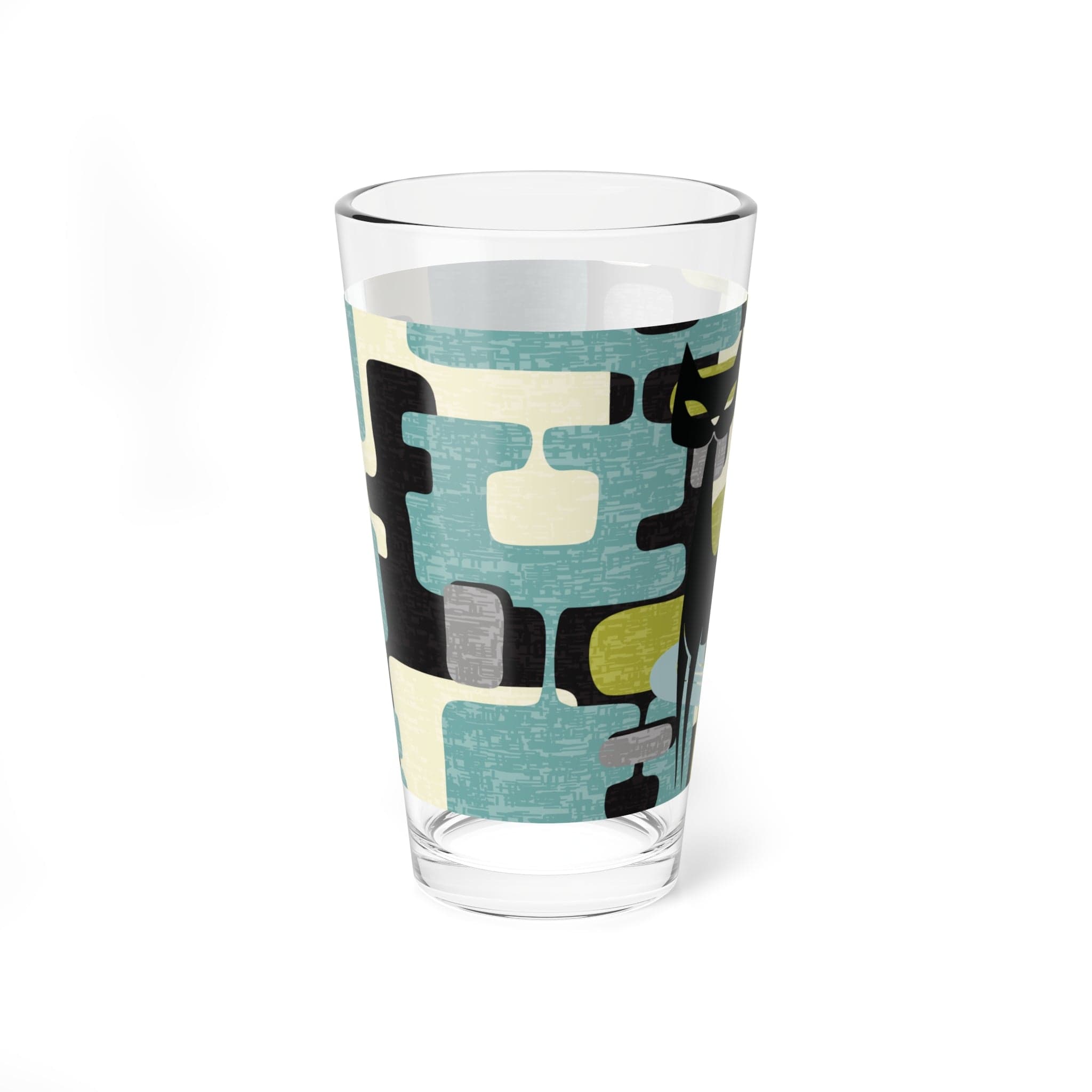 Kate McEnroe New York Retro Atomic Cat Cocktail Glass, Mid Century Modern Pint, Whimsical Drinking Glass Mixing Glasses 16oz 74729620422546502929