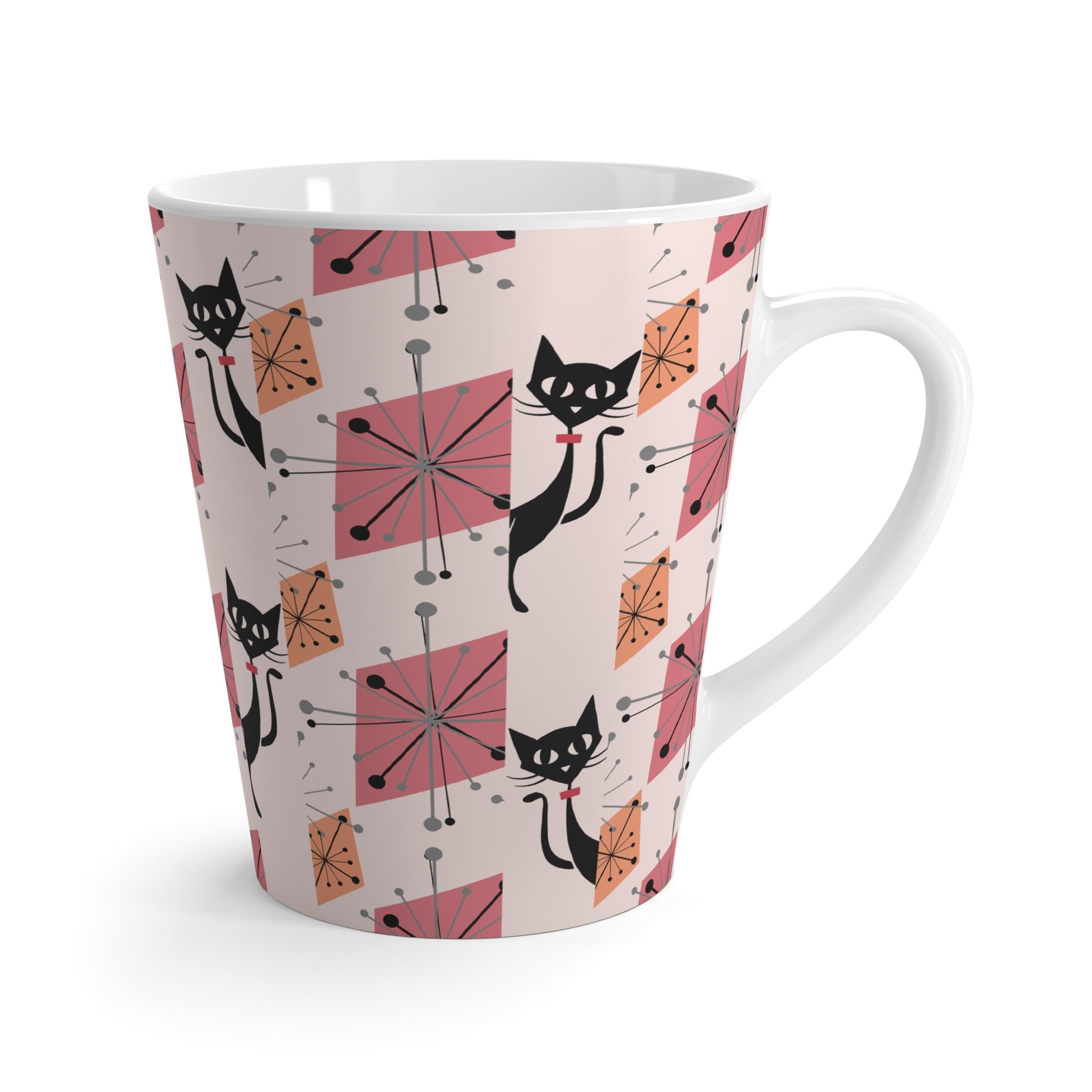 Kate McEnroe New York Retro Atomic Cat Diamond Starburst Latte Mug, Mid Century Modern Drinkware, Coffee Lovers GiftMugs13437124307682185131