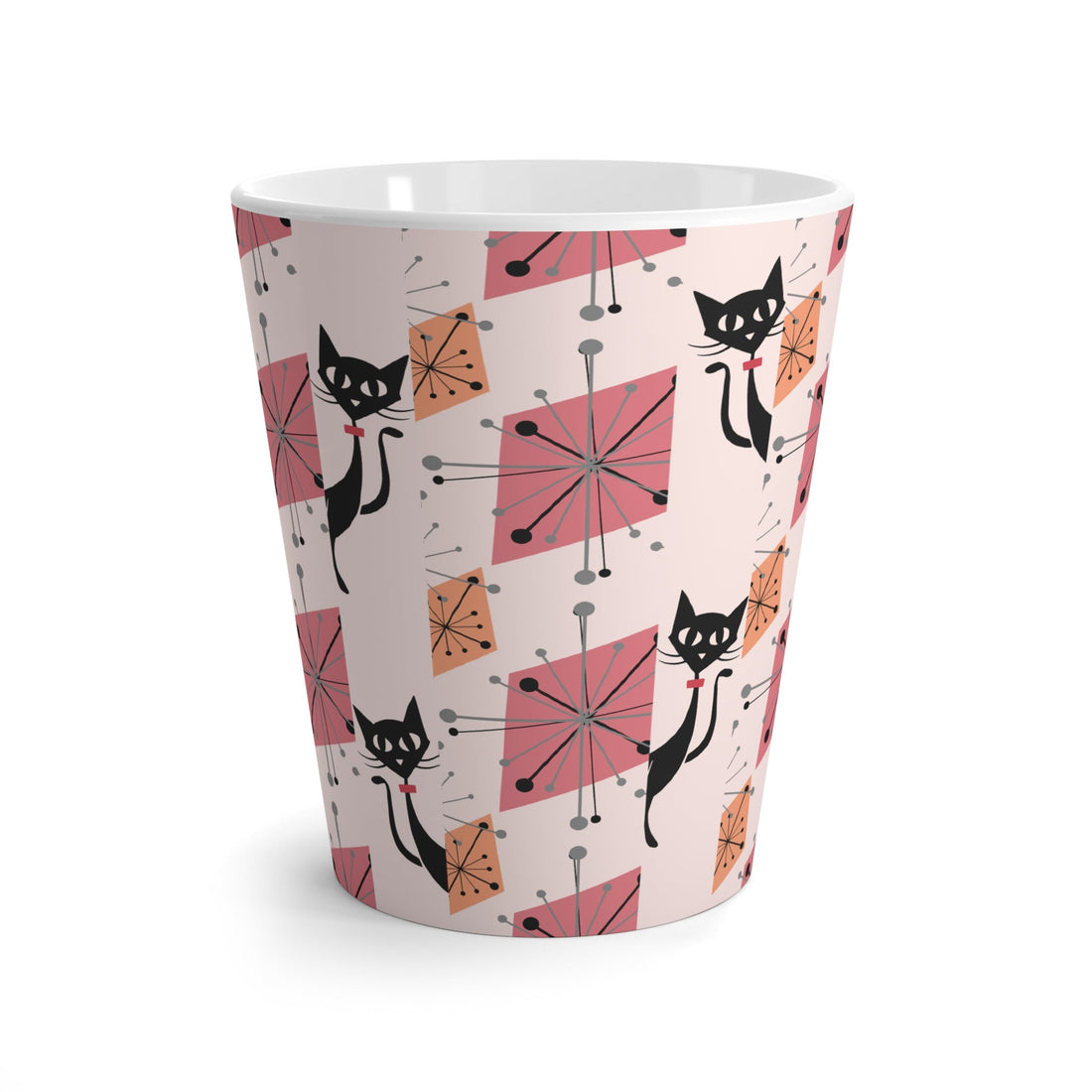 Kate McEnroe New York Retro Atomic Cat Diamond Starburst Latte Mug, Mid Century Modern Drinkware, Coffee Lovers GiftMugs13437124307682185131