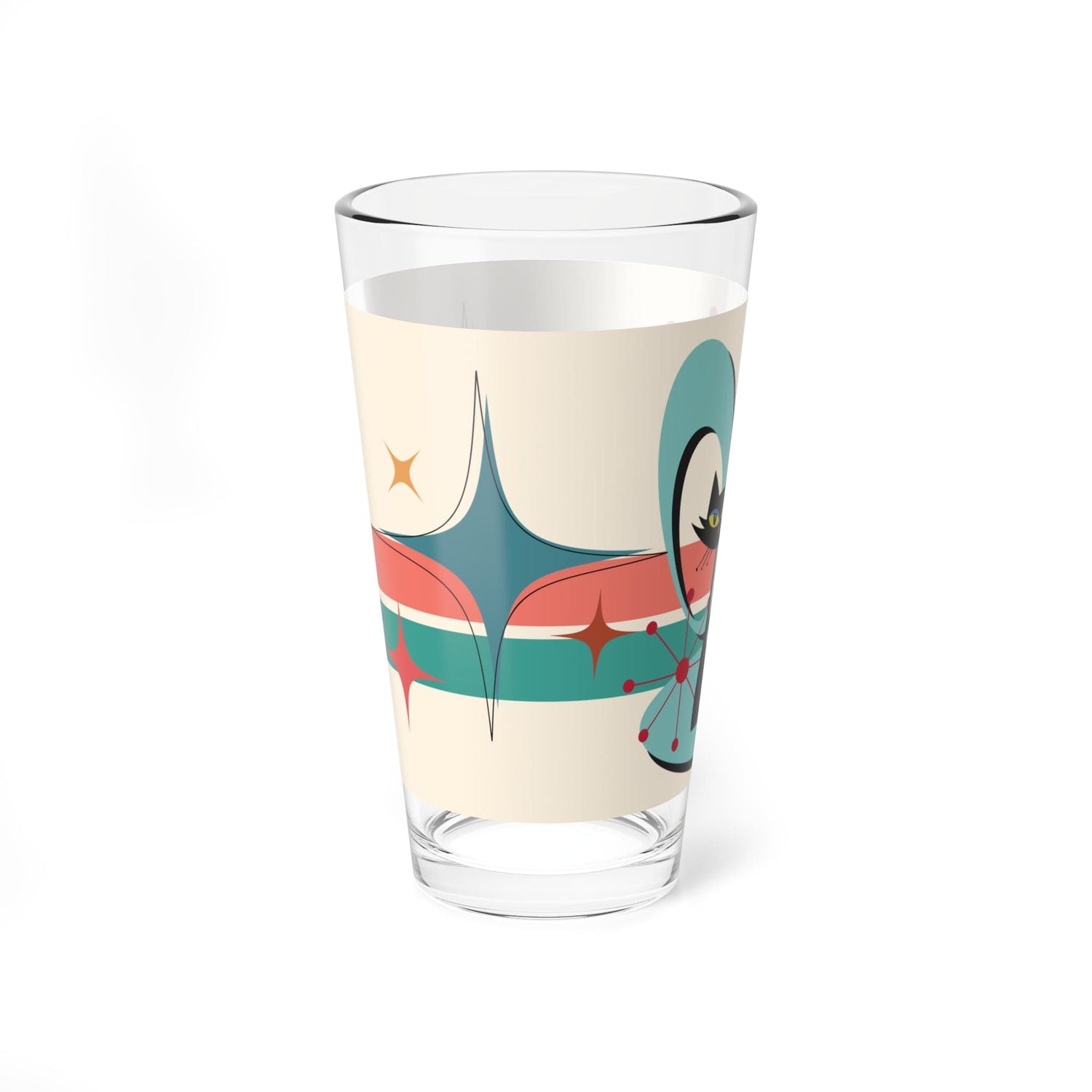 Kate McEnroe New York Retro Atomic Cat Drinkware, Mid Century Modern Barware, 160z MCM Vibrant Whimsy Drinking, Mixing GlassMixing Glasses27427303944982177229