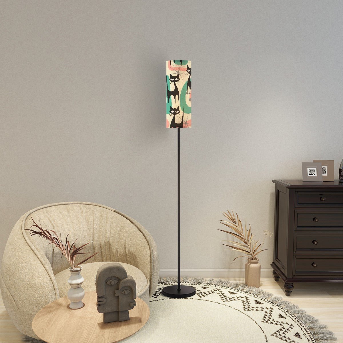 Kate McEnroe New York Retro Atomic Cat Floor Lamp, Mid Century Modern Starburst Art Light, Funky MCM Living Room or Bedroom AccentFloor LampssWJYfdUHEQ