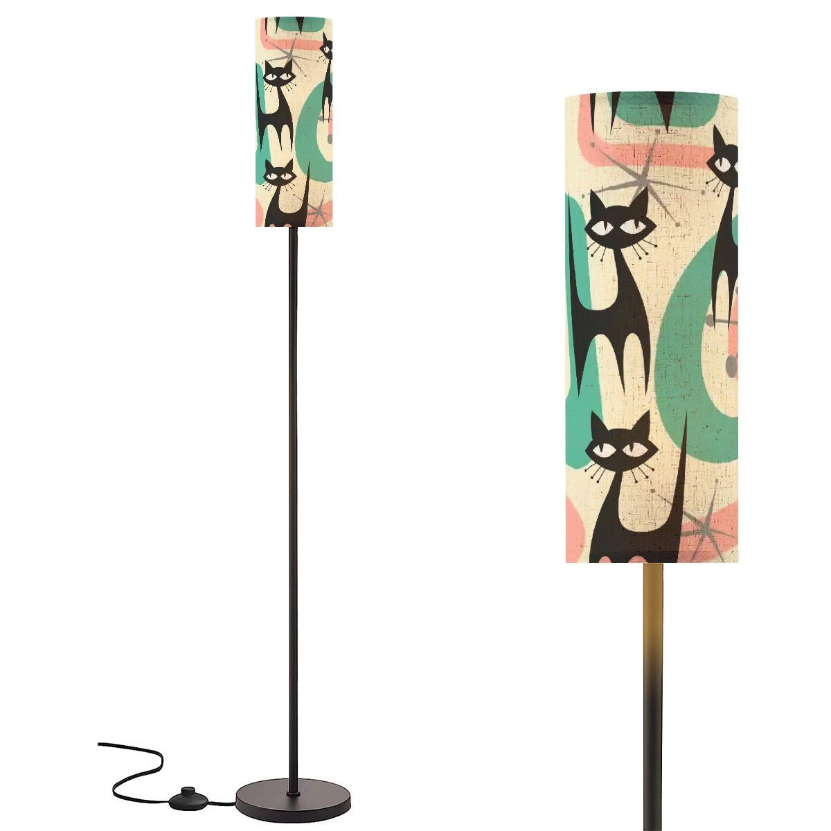 Kate McEnroe New York Retro Atomic Cat Floor Lamp, Mid Century Modern Starburst Art Light, Funky MCM Living Room or Bedroom AccentFloor LampssWJYfdUHEQ