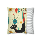 Kate McEnroe New York Retro Atomic Cat Franciscan Diamond Starburst Throw Pillow Covers in Mid Century Modern Orange, Teal, Cream HuesThrow Pillow Covers15946875490402798282