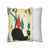 Kate McEnroe New York Retro Atomic Cat Franciscan Diamond Starburst Throw Pillow Covers in Mid Century Modern Orange, Teal, Cream HuesThrow Pillow Covers15946875490402798282