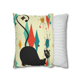 Kate McEnroe New York Retro Atomic Cat Franciscan Diamond Starburst Throw Pillow Covers in Mid Century Modern Orange, Teal, Cream HuesThrow Pillow Covers15946875490402798282