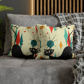 Kate McEnroe New York Retro Atomic Cat Franciscan Diamond Starburst Throw Pillow Covers in Mid Century Modern Orange, Teal, Cream HuesThrow Pillow Covers15946875490402798282