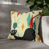 Kate McEnroe New York Retro Atomic Cat Franciscan Diamond Starburst Throw Pillow Covers in Mid Century Modern Orange, Teal, Cream HuesThrow Pillow Covers15946875490402798282