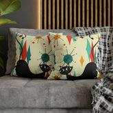 Kate McEnroe New York Retro Atomic Cat Franciscan Diamond Starburst Throw Pillow Covers in Mid Century Modern Orange, Teal, Cream HuesThrow Pillow Covers15946875490402798282