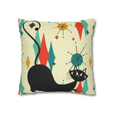 Kate McEnroe New York Retro Atomic Cat Franciscan Diamond Starburst Throw Pillow Covers in Mid Century Modern Orange, Teal, Cream HuesThrow Pillow Covers15946875490402798282