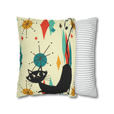 Kate McEnroe New York Retro Atomic Cat Franciscan Diamond Starburst Throw Pillow Covers in Mid Century Modern Orange, Teal, Cream HuesThrow Pillow Covers15946875490402798282