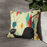 Kate McEnroe New York Retro Atomic Cat Franciscan Diamond Starburst Throw Pillow Covers in Mid Century Modern Orange, Teal, Cream HuesThrow Pillow Covers15946875490402798282